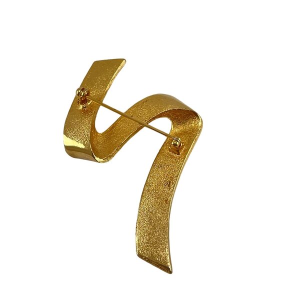 Vintage Gold Tone Abstract Brooch Pin Zig Zag - Picture 4 of 6
